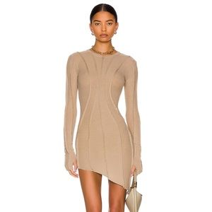 Worn once Sami Miro Vintage asymmetric long sleeve mini dress in Taupe